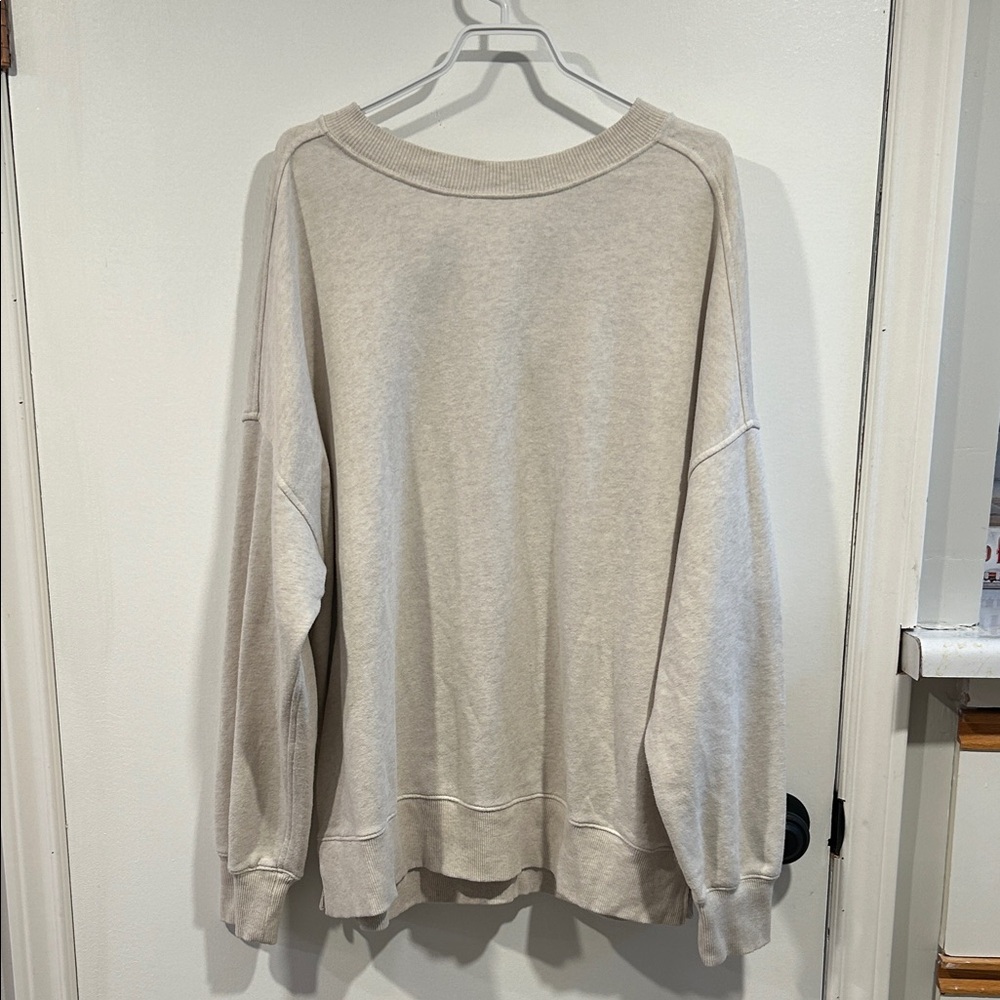 Aerie Always + Forever Crewneck Sweatshirt - Oatmeal Beige - Size M
